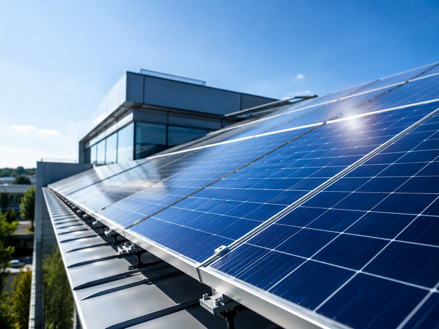 Placas solares sobre edificio empresarial en Girona